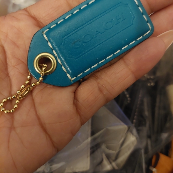 Coach Teal Leather Keychain with Gold Detail - Picture 1 of 3